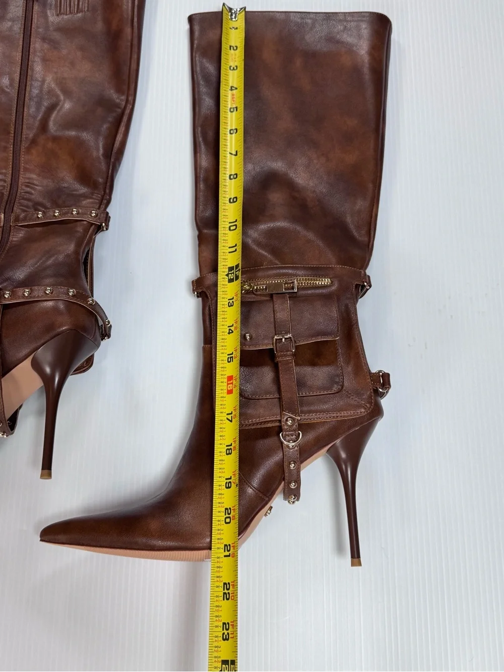 Brown Knee-High Stiletto Boots w/ Pocket Detail | Size 6.5,7.5, 10 | NIB